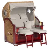 SonnenPartner Strandkorb Rustikal 500 Plus- Comf.,Bullaug.,natur,Stoff1238