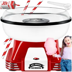 KESSER® Zuckerwattemaschine Set für dein zuhause - Mit 30x Zuckerwatte Stäbchen & Messlöffel - Retro Cotton Candy Maschine - Zuckerwatte Maschine Mit Zubehör - Höhe 22 cm  - 500 W
