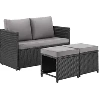 Tectake Monopoli Rattanlounge-Set 4-tlg. schwarz