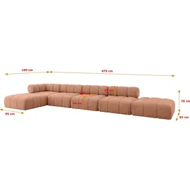 altdecor Ecksofa modulares Sofa Kerru-L3 - 475x190x70 cm Apricot Velours