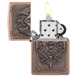 Zippo Feuerzeug Limited Edition Pirate Skull Rustic Bronze Benzin