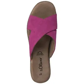 s.Oliver Damen Pantoletten aus Leder Plateau, Rosa (Pink), 39 EU