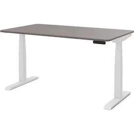 assmann büromöbel ASSMANN Elektrisch höhenverstellbarer Kinderschreibtisch JUNIOR Curved Sichtbeton Anthrazit Weiß, Memoryfunktion, Kollisionsschutz, - Grau/Weiß