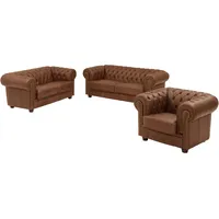 58 aufm Kessel 3-2-1 Garnitur Leder 3-Sitzer Cognac