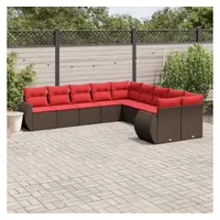 vidaXL Gartensofa-Set 10-tlg. braun Polyrattan
