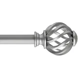 Widyana Verstellbare Vorhangstange, Gardinenstange Silber Erstellbare Länge mit Kappenknäufen und Halterungen für Esszimmer, Schlafzimmer, 70-235CM