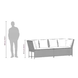 vidaXL Gartensofa mit Kissen Braun Poly Rattan