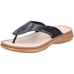 Zehentrenner RIEKER, Damen, Gr. 41 (7/7,5), schwarz, Lederimitat, unifarben, klassisch, Schuhe Zehentrenner Dianette, Sommerschuh, Schlappen mit Zehensteg