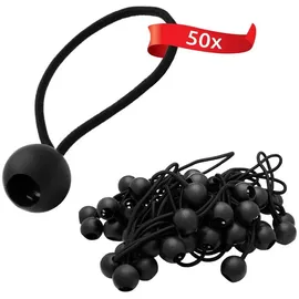 ECENCE Spanngummis mit Kugel 50 Stück 0,15 x 0,15 x 0,15 m Schwarz