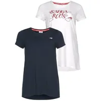 KangaROOS Longshirt Packung, 2er-Pack, 2 Stk. Kurzarm, figurumschmeichelnde Passform, große Größen Gr. 56/58, weiß, marine, , 97946009-56