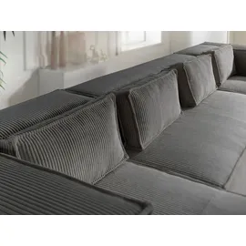 lisa design Stella Wohnlandschaft aus Cord 7-sitzer moderner Stil Dunkelgrau