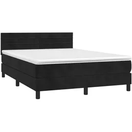 vidaXL Boxspringbett mit Matratze & LED Schwarz 140x200 cm Samt