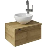 Saphir Waschtisch »Serie 6915 Waschschale mit Unterschrank für Gästebad, Gäste WC«, 51 cm breit, 1 Tür, Waschtischplatte, kleine Bäder, ohne Armatur, braun