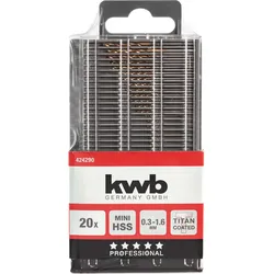 kwb 424290, Bohrer, Bohrerbit-Set, 0,3 mm, Acrylglas, Aluminium, Kunststoff, Pro