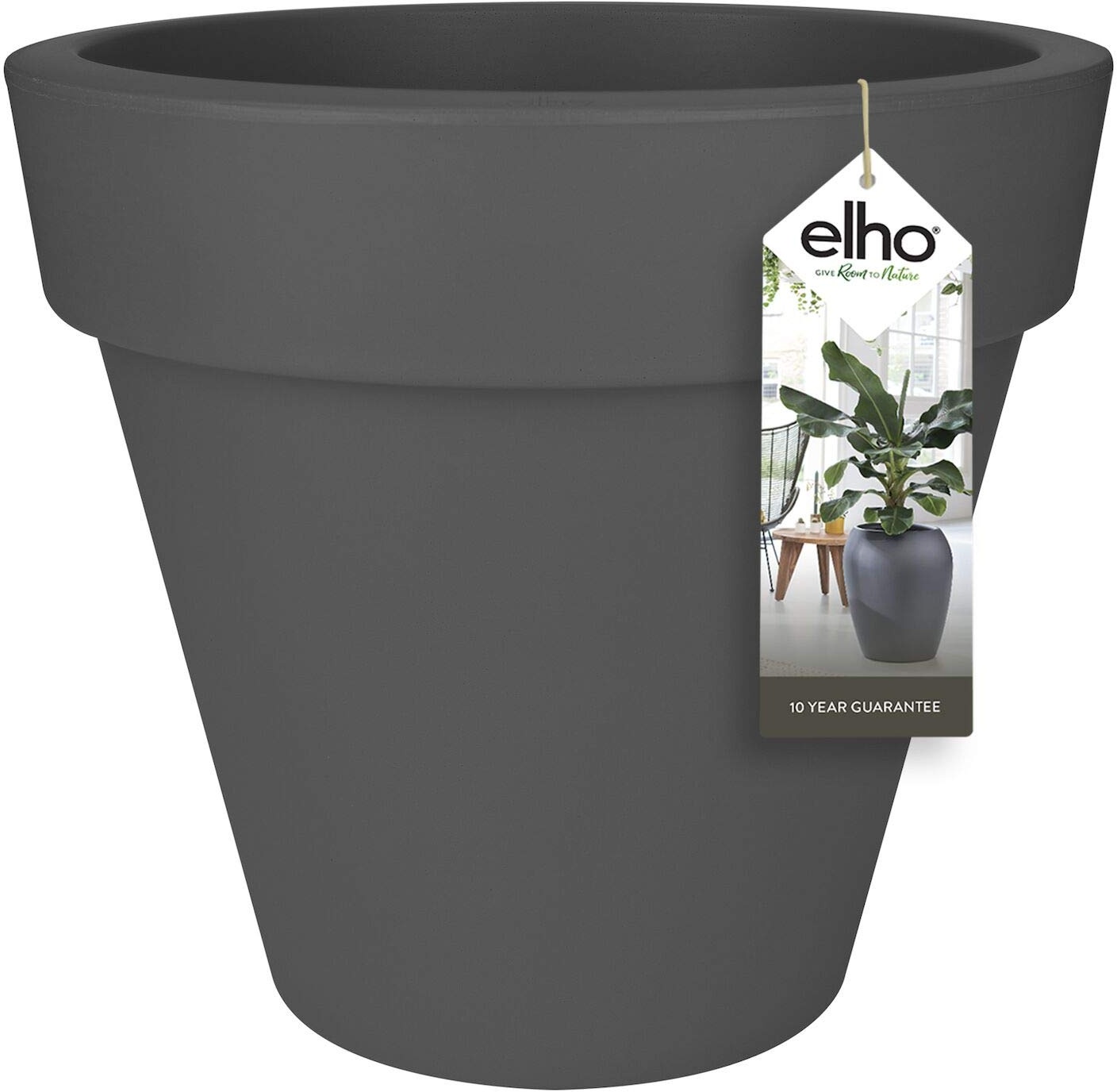 elho Pure Round 40 - Blumentopf für Innen & Außen - Ø 39.0 x H 35.7 cm - Schwarz/Anthrazit
