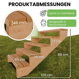 Gartenwelt Riegelsberger Terrassentreppe 5-stufig 95 cm Massivholz