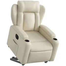 vidaXL Relaxsessel mit Aufstehhilfe Kunstleder 149,5 x 78 x 0 cm Creme elektrisch