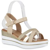 VAN HILL Damen Plateau Sandaletten in Beige