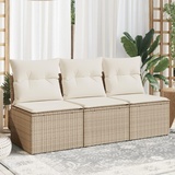 Festnight Polyrattan Gartenmöbel Sofa mit Stauraum 3 Sitzer-Gartensofa Gartenbank mit Auflagen Balkon Sofa Gartensofa Balkonmöbel Gartenmöbel Balkonbank Beige