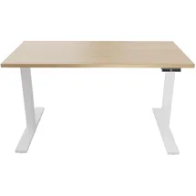 BISLEY Höhenverstellbarer Schreibtisch E-WonderTech, EWT251406018, Platte 018 Kendal Eiche, Gestell 396 weiß, H 630-1280 x B 1400 x T 600