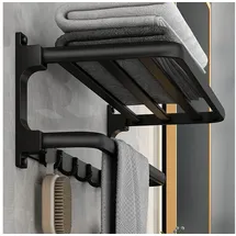 luxuskollektion Handtuchhalter schwarz matt selbstklebend Wandmontage 5 Haken