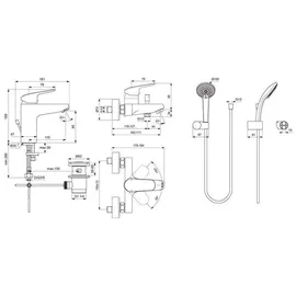Ideal Standard Armaturenpaket Ceraflex inkl. Handbrause-Set Chrom