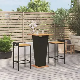 vidaXL Gartenbar-Set 3-tlg. Schwarz