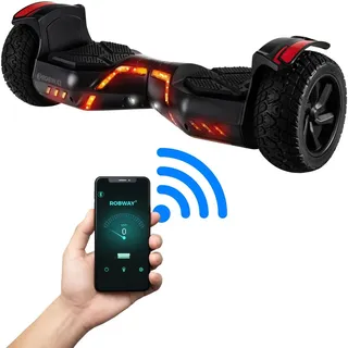 ROBWAY W2 Hoverboard | 700 Watt - 8,5 Zoll - 15 km/h - App - Bluetooth - LEDs - Für Erwachsene & Kinder - Self-Balance - Bis 120 Kg(Schwarz Matt 2.0) - Schwarz