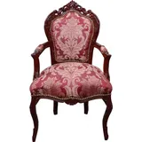 Casa Padrino Barock Esszimmer Stuhl Bordeaux Muster / Braunrot mit Armlehnen - L