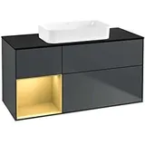 Villeroy & Boch Finion Waschtischunterschrank G702HFHG 120x60,3x50,1cm, Regal rechts Gold matt, Midnight Blue Matt Lacquer