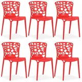 Homestyle4u Gartenstuhl 6er Set in Rot 2461,