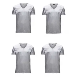 Jack & Jones Herren T-Shirt O-Neck & V-Neck Slim Fit 4er Pack Slim Fit Weiß XL