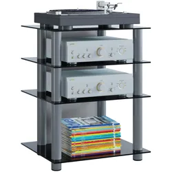Ebuy24 Bilus TV-Möbel , Hifi Silberfarbig, Schwarzglas.