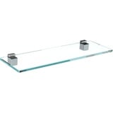 bijon Glasregal Glasablage Wandregal Glas Bad-Regal Glas Badezimmer Regal Badablage Ablageregal - 8mm Hartglas, 100 x 12 cm, Klarglas + Halterung G - Chrom Glanz Optik