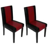 Mendler 2er-Set Esszimmerstuhl Stuhl Küchenstuhl Littau ~ Kunstleder, schwarz-rot, dunkle Beine