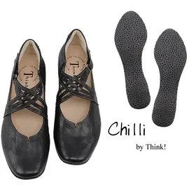 THINK! Damen CHILLI chromfrei gegerbte nachhaltige Halbschuhe, SCHWARZ 0000