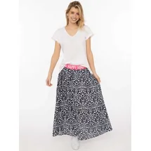 Zwillingsherz Maxirock Damen Floral Dunkelblau S/M