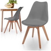 MIADOMODO Esszimmerstuhl Esszimmerstühle 2/4/6/8er Set - aus Kunststoff & Massivholz, Farbwahl (2 St) grau