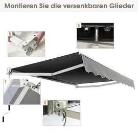 Costway Markise mit Sonnenschutz 200 x 250 cm grau