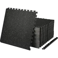 Vevor EVA-Schaum-Fußmatten, Fitnessstudio-Bodenbelag-Set, 61 x 61 cm, Schwarz, 25-teiliges Rutschfeste Ineinandergreifende Puzzle-Fliesen-Schutzboden Set für den Haushalt, Training, Garage
