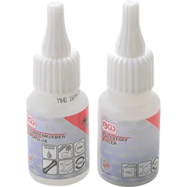 BGS Klebstoff-Reparaturset 80617, 2-K Schweißnaht, Industrieklebestoff 20g / Granulat 20g
