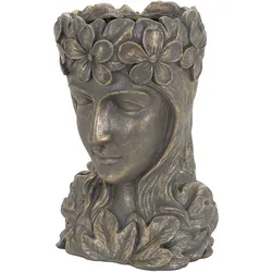 ML-Design Blumentopf Gesicht Figur 21x16x32cm Vase Blumenbehälter Pflanzentopf Bronze