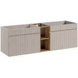 Iconic Cashmere, Doppelwaschbecken, 140 cm, Hängeschrank, Eiche, Beige (nur Möbel)
