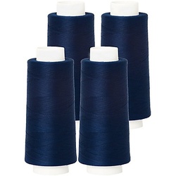 buttinette Overlockgarn im 4er-Pack, Stärke 120, 2500m-Spule, marine