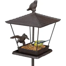 Relaxdays Vogelfutterhaus mit Erdspieß Braun