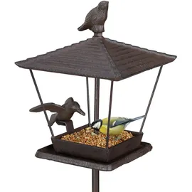 Relaxdays Vogelfutterhaus mit Erdspieß Braun