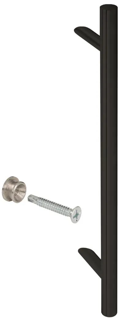 MeinTürgriff Stoßgriff Stangengriff Haustürgriff rund schwarz schräge Stützen 600-1600 mm, Stoßgriff Maß: Länge1600mm Achsmaß 1400mm