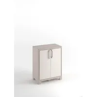 KETER Gulliver Kunststoffschrank niedrig, beige, 80 x 44 x 100 cm, inkl. Einlegeböden, für drinnen und draußen geeignet, UV- und wasserbeständig (IPX3)