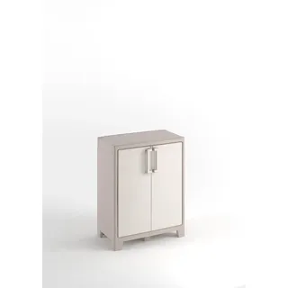 KETER Gulliver Kunststoffschrank niedrig, beige, 80 x 44 x 100 cm, inkl. Einlegeböden, für drinnen und draußen geeignet, UV- und wasserbeständig (IPX3)