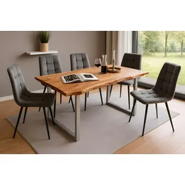 Sam Esstisch Baumkante massiv Akazie natur 160 x 85 silber QUINN